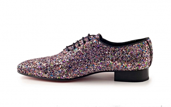 Star model shoe, manufactured in multicolored glitter