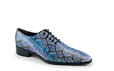 Zapato modelo Mayle, fabricado en glitter serpiente lila.
