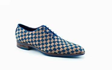 Zapato modelo Sulier, fabricado en teji cork-canasta azul