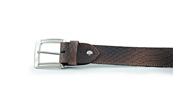Modèle de ceinture Tarentule, fabriqué en toga snake miel. 