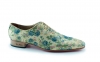 Modèle de chaussures Moare, en textile boiteux or bleu.