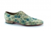 Zapato modelo Moare, fabricado en textil lame gold blue. 