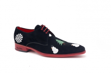 Zapato modelo Frost, fabricado en Terciopelo Negro Bordado Navidad 1