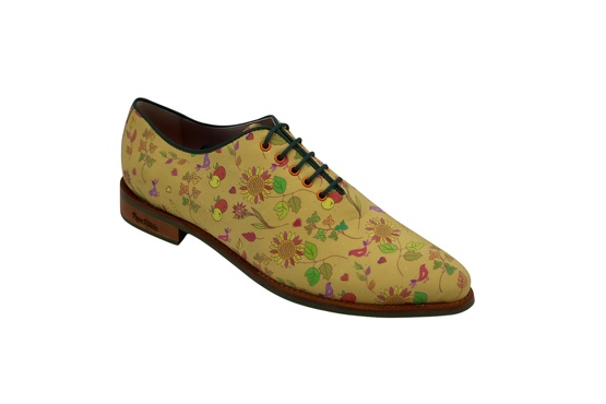 Zapato modelo Fuji, fabricado en ILI M111 Beige Vivos Verde Botella