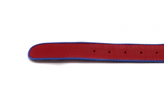 Modèle de ceinture Albar , fabriqué en Napa Roja Blanca y Azul Vivo Azul