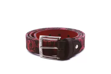 Miller C model belt, manufactured in, Napa Negra Rosas Rojas