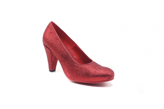 Zapato modelo Coral, fabricado en Glitter Fino Rojo