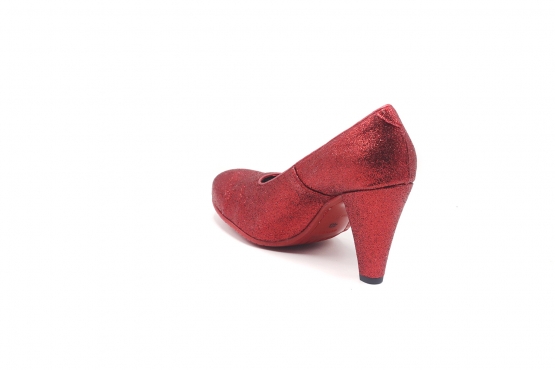 Coral model shoe, made in Glitter Fino Rojo