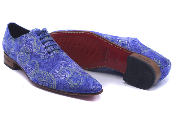 Zapato modelo Itaca, fabricado en textil microfilm 1042, nº8 azul