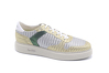 Sneaker modelo Hero, fabricado en Trenza Oro Trenza Plata Napa Blanca Rizas Verde