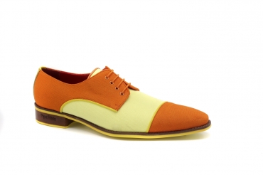 Shoe model Lemon, manufactured in Lino Amarillo & Naranja - Napa Naranja