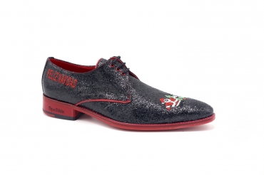 Zapato modelo Keaton, fabricado en Glitter Negro - Bordado Navidad 5