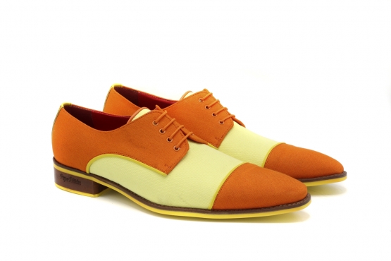 Shoe model Lemon, manufactured in Lino Amarillo & Naranja - Napa Naranja