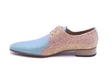 Zapato modelo Brillo, fabricado en Glitter turquesa Glitter rosa