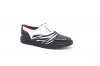 Shoe model Gilly, manufactured in Factor Negro Cebra Negra y Blanca Charol Blanco