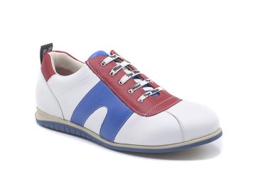 Sneaker modelo Eisley, fabricado en Napa Blanca Roja & Azul Milan