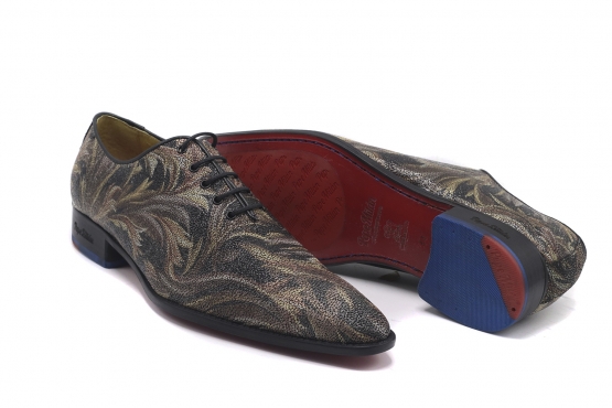 Modèle de chaussure Duhe, fabriqué en Napa Casimir Marron Vivo Negro