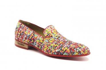 Modèle de chaussure Rivette, fabriqué en Satin Collage Rosa