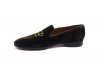 Dina model shoe, designed in Brown Velvet with Corona Pepe Milan Gold Embroidery, 