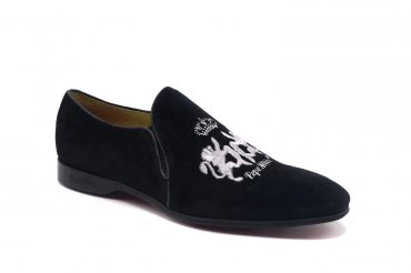 Modèle de chaussure Era fabriqué en Terciopelo Negro Bordado Leones Pepe Milan Oro