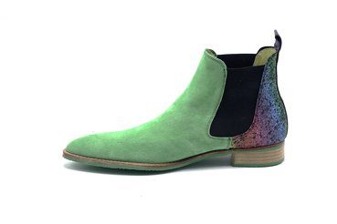 Men's ankle boot, NATURE Model manufactured in Plush Pistachio, galaxy