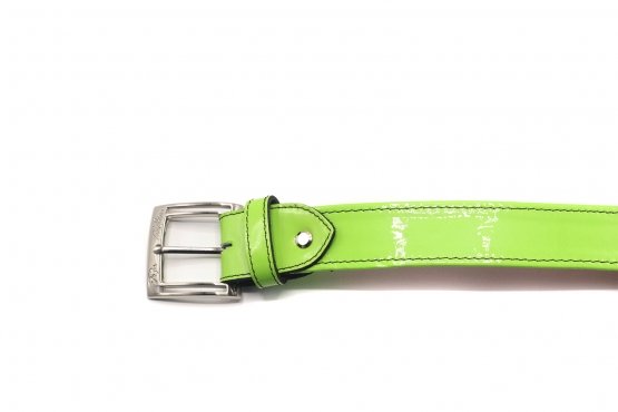 Pistache model belt Made of pistachio mint patent leather,