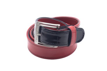 Leral C model belt, manufactured in Charol Negro y Rojo