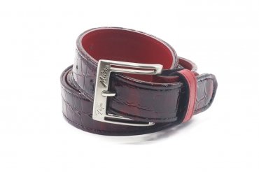 Modèle de ceinture Lux, fabriqué en Croco Patent Rojo_445 Napa Roja