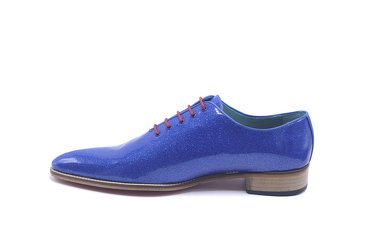 Modèle de chaussure Miri, fabriqué en Glitter Charolado Azul Espacial
