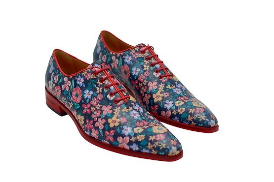 Folhas model shoe, made of Ditsy print nappa color 1