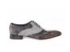 Pearl model shoe, made of charcoal gray patent leather and pearl plush.
