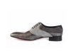 Pearl model shoe, made of charcoal gray patent leather and pearl plush.