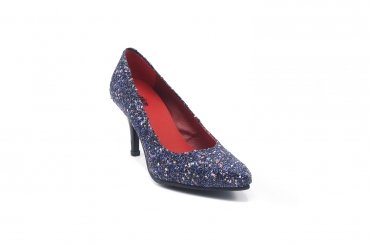 Albany Shoe model, manufactured in Glitter Party Blue