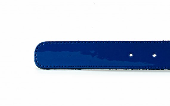 Serendipia belt model, made in milan blue patent leather.