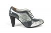 Isabella model shoe, made in white-gray tejus and pearl-gray patent leather.