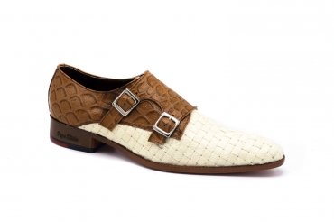 Modèle de chaussure Silene,  fabriqué en Anaconda Miel Trenzado Lino