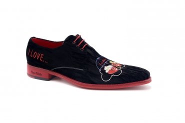 Zapato modelo Valentines, fabricado en Terciopelo Plisado - Bordado San Valentín 1