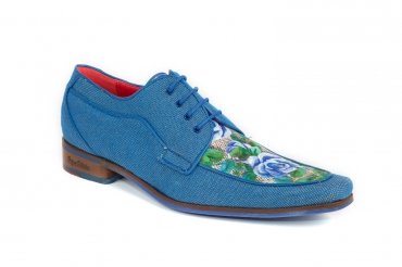  Modèle de chaussure Milany, fabriquée en pichu bleu fantaisie et M-30 marine