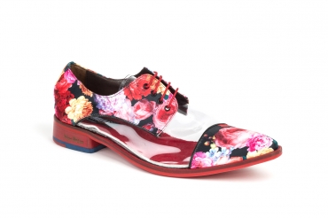Zapato modelo Inspiration, fabricado en raso est-110 nº7 y vinilo transparente.
