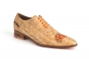 Zapato modelo Jade, fabricado en CORCHO LASCAS PLATA BORDADO PAVO REAL