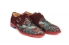 Jambi model shoe, made in jacquard 521 nº6 and plush wine.