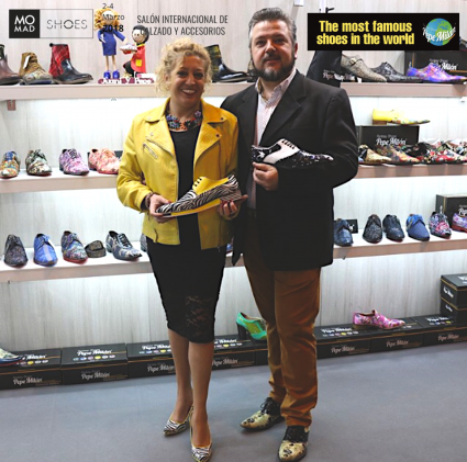 Juani y Pepe, ¡un equipo imparable! impresionante exhibición de calzado en Madrid,salón Momad shoes.